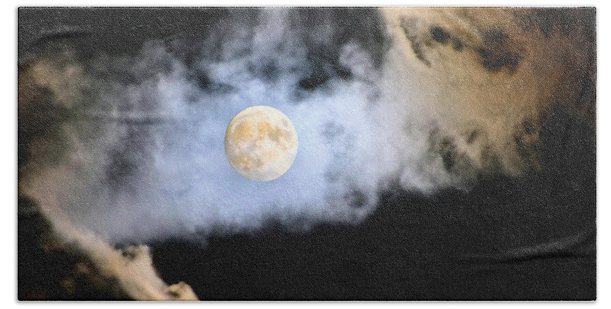 Moon Bath Towel featuring the photograph Obscured by Clouds by Kristin Elmquist