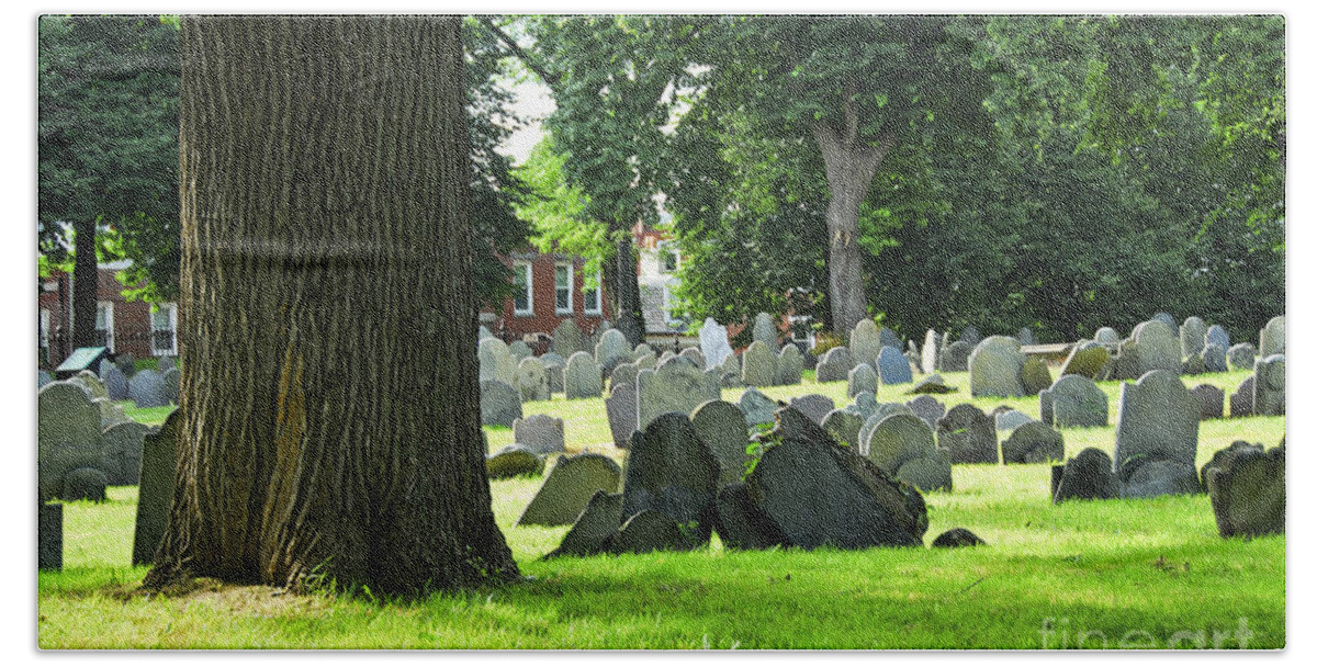 Old Hand Towel featuring the photograph Old cemetery in Boston by Elena Elisseeva