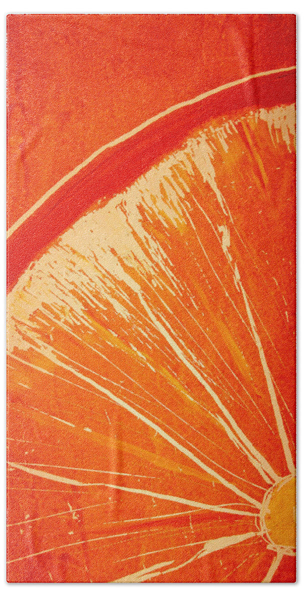 Orange Bath Towel featuring the painting Orange Slice by Rhodes Rumsey