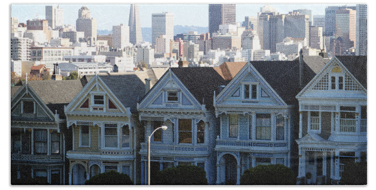 San Francisco Bath Towel featuring the photograph Painted Ladies by Linda Woods