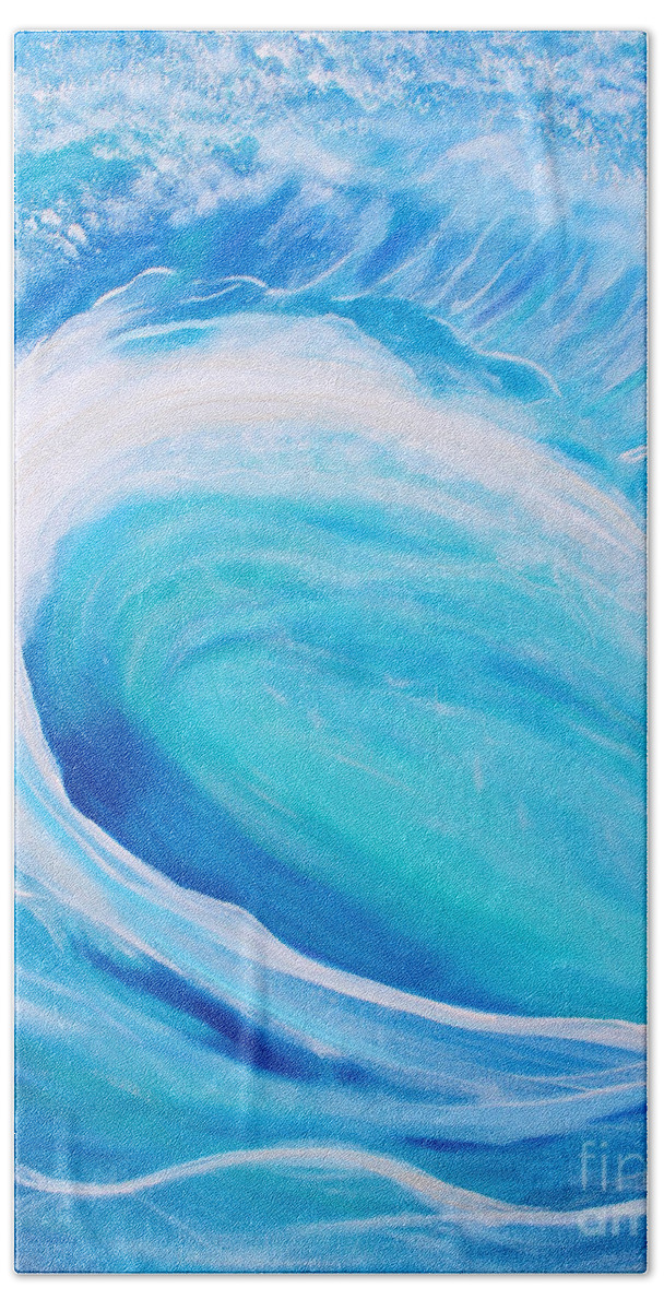 Wave Bath Towel featuring the painting Pipeline by Stacey Zimmerman