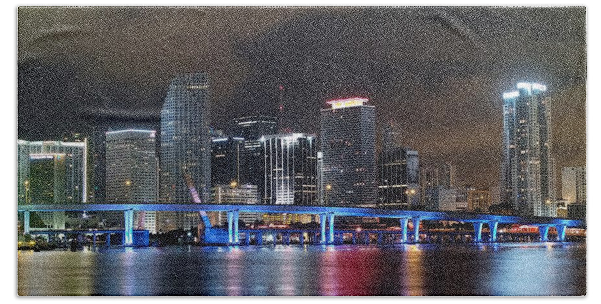 Art Hand Towel featuring the photograph Port of Miami Downtown by Gary Dean Mercer Clark