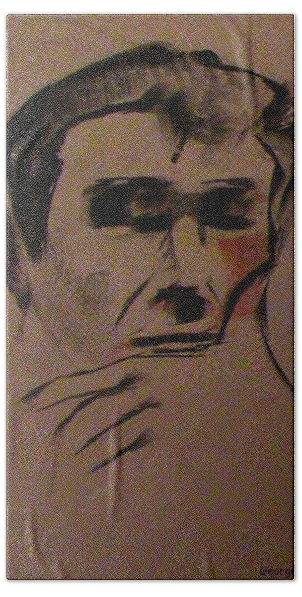 Portrait Hand Towel featuring the painting Portrait of Frank Frazetta by George Pedro