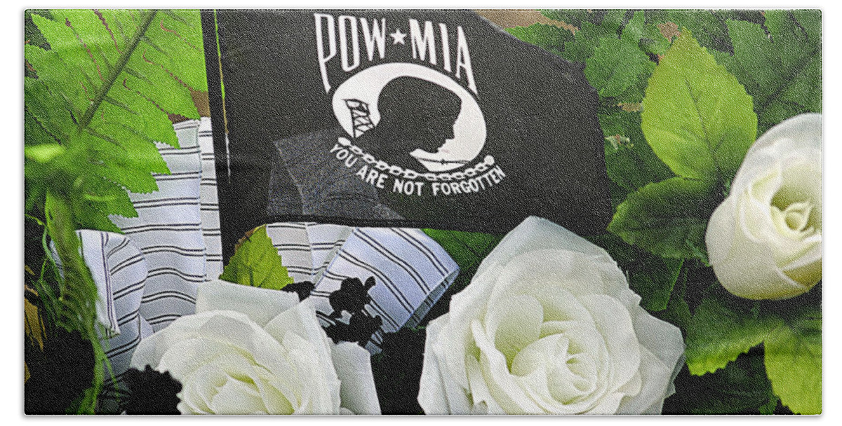 Pow-mia Hand Towel featuring the photograph Pow-mia by Carolyn Marshall