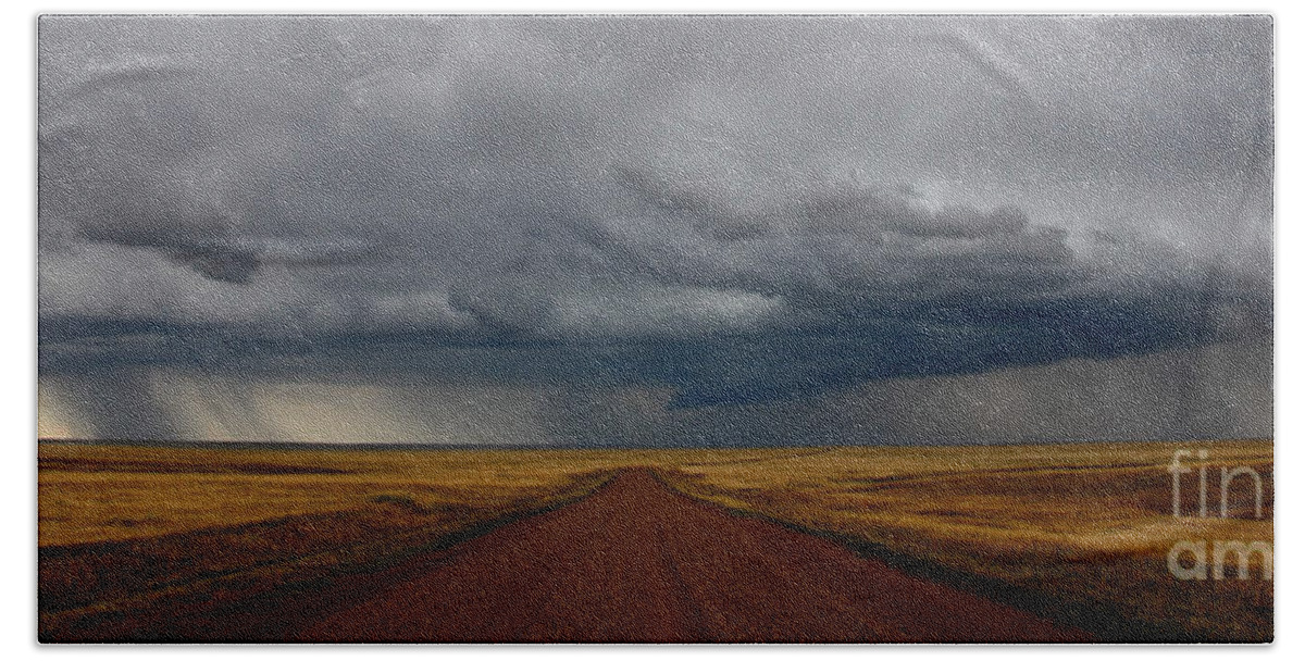 Prairies Bath Towel featuring the photograph Prairie Storm in Canada by Vivian Christopher