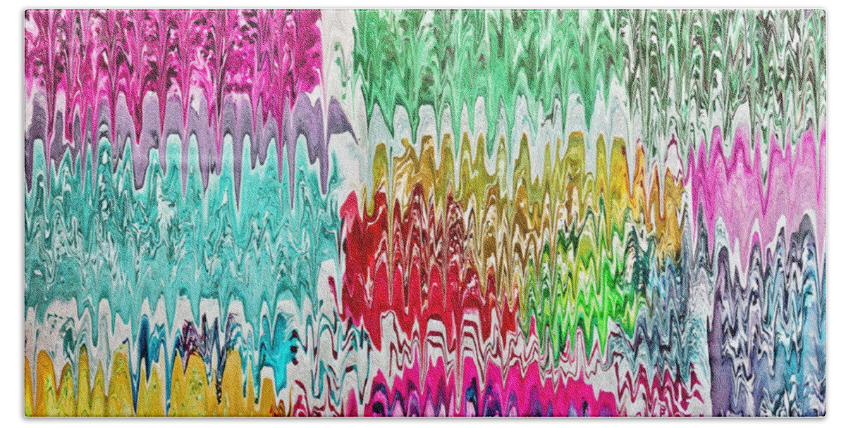 Watercolor Hand Towel featuring the digital art Pulling Colors abstract II by Debbie Portwood
