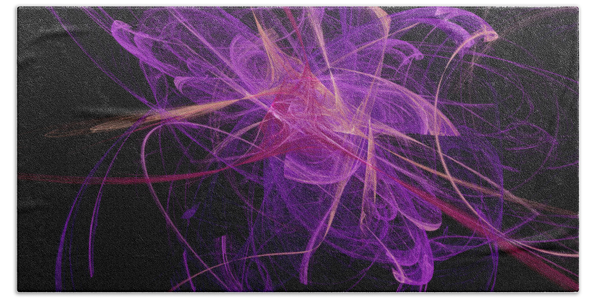 Fractal Bath Towel featuring the digital art Purple Plumes by Andee Design