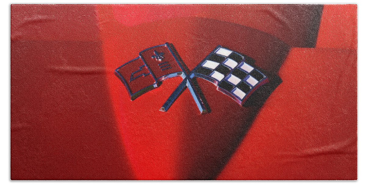 Red Bath Towel featuring the digital art Red Stingray Badge by Douglas Pittman