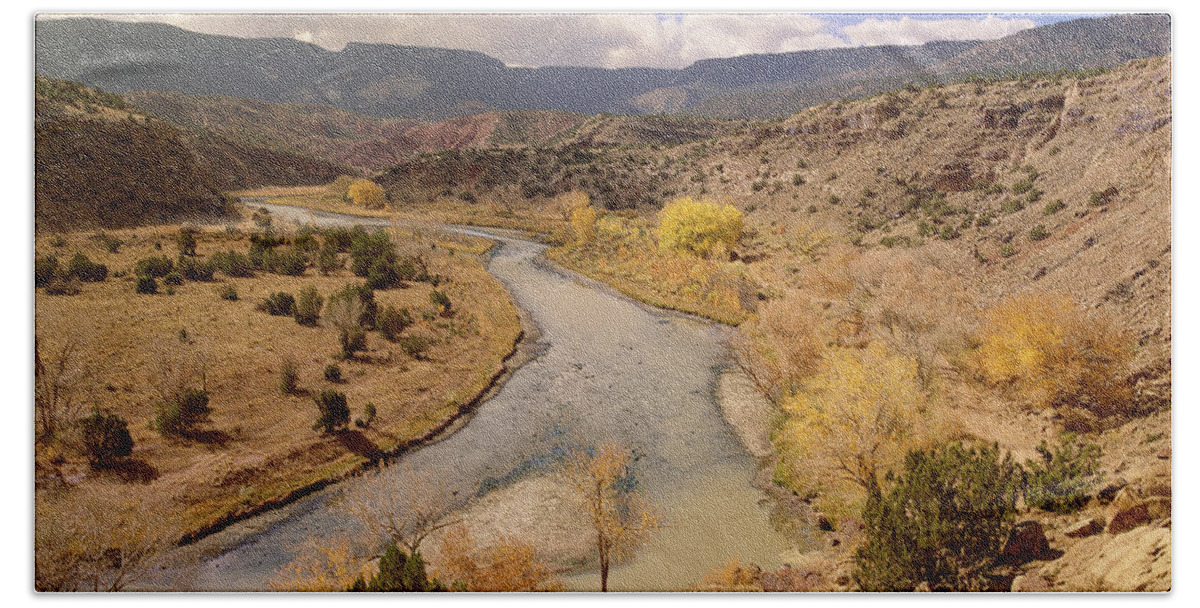 00174176 Bath Towel featuring the photograph Rio Chama In Autumn New Mexico by Tim Fitzharris