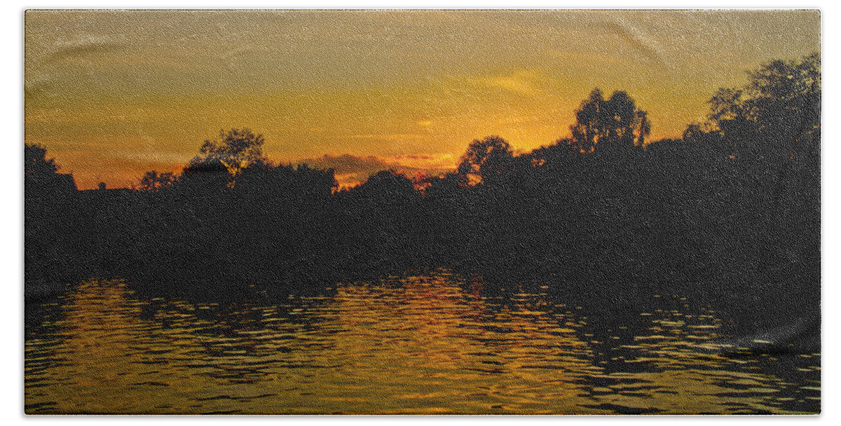 Sunrise Hand Towel featuring the photograph River Sunrise by Dawn OConnor