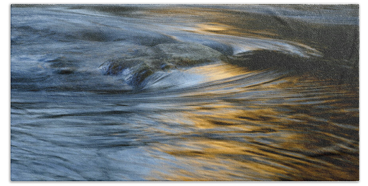 Water Bath Towel featuring the photograph Rock and Blue Gold Water by Rich Franco