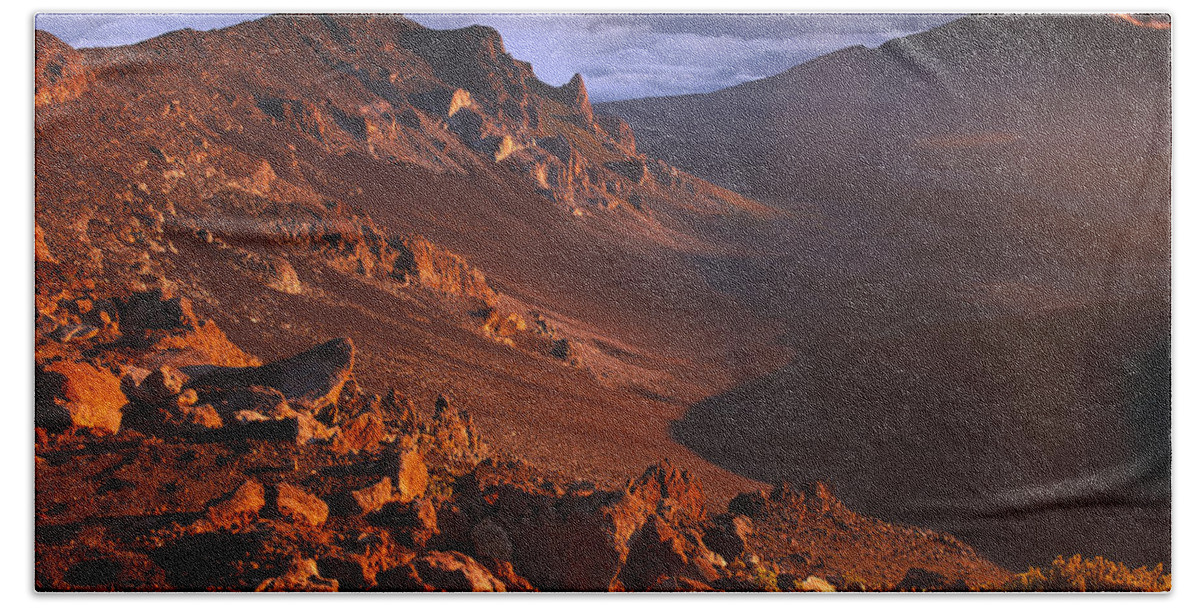 00173939 Bath Towel featuring the photograph Rock Of Haleakala Crater Haleakala by Tim Fitzharris