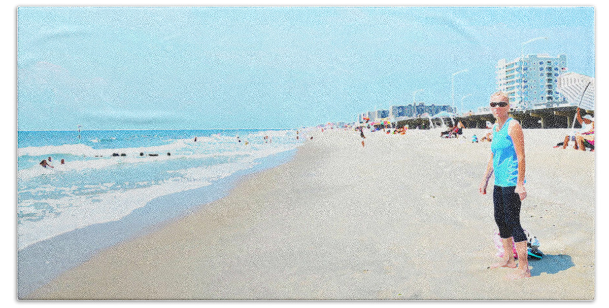 Ocean Hand Towel featuring the photograph Rockaway Beach Sparkle by Maureen E Ritter