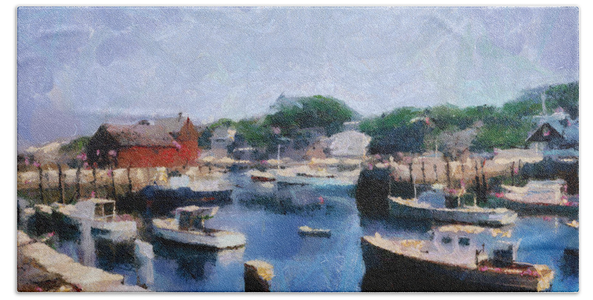 Rockport Hand Towel featuring the photograph Rockport Maine Harbor by Michelle Calkins