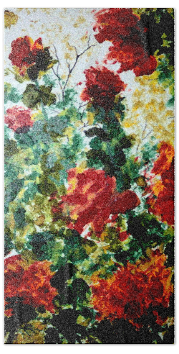 Roses Bath Towel featuring the painting Rose Garden by Susan Kubes