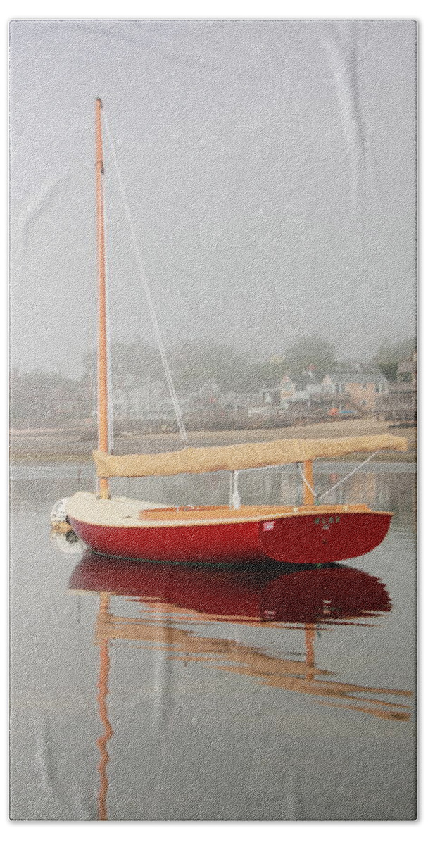 Ruby Hand Towel featuring the photograph Ruby Red Catboat by Roupen Baker