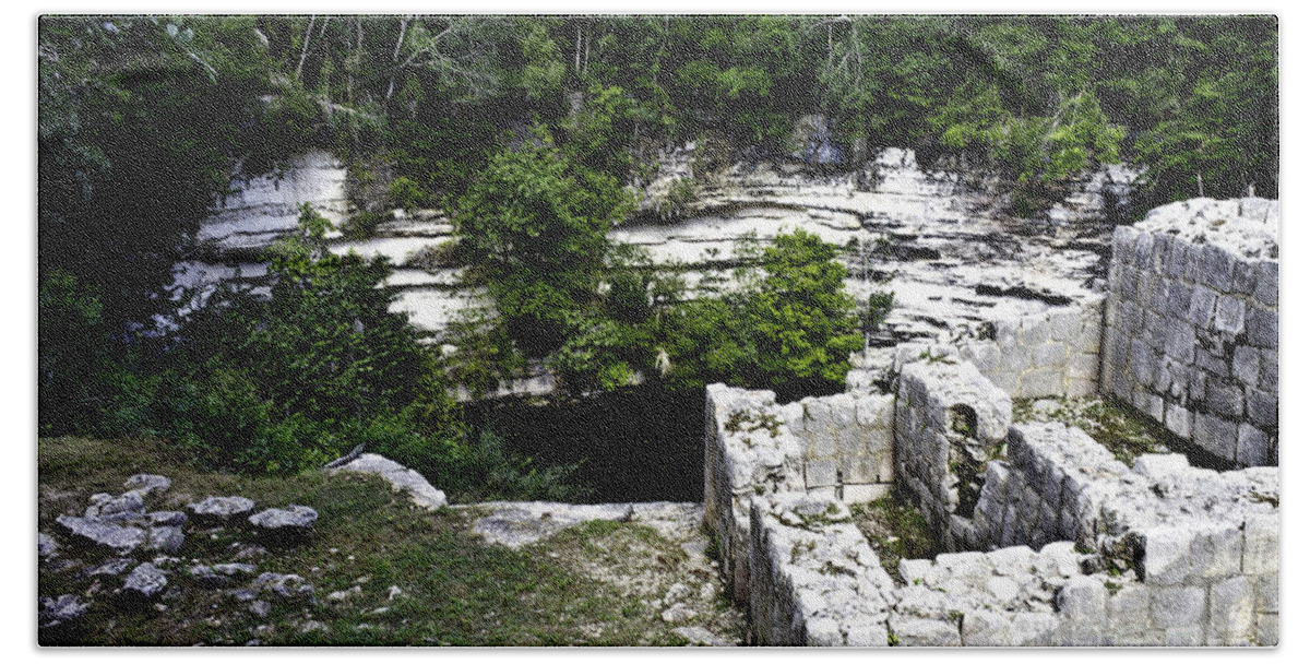 Chichen Itza Bath Towel featuring the photograph Sacred Cenote by Ken Frischkorn