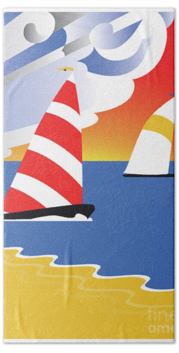 Sailing Bath Towel featuring the digital art Sailing Before the Wind by Joe Barsin