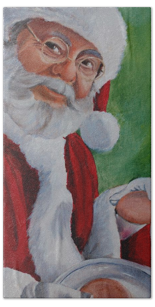 Christmas Bath Towel featuring the painting Santa 2012 by Teresa Smith