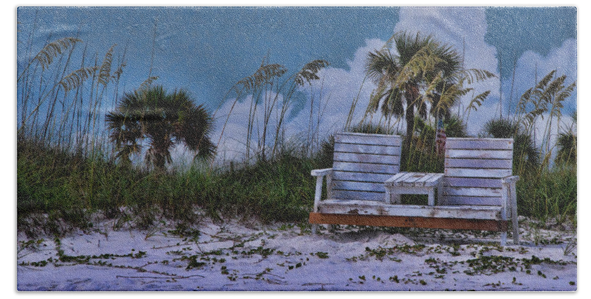 Coast Hand Towel featuring the photograph Seat on the Dunes by Susan Cliett