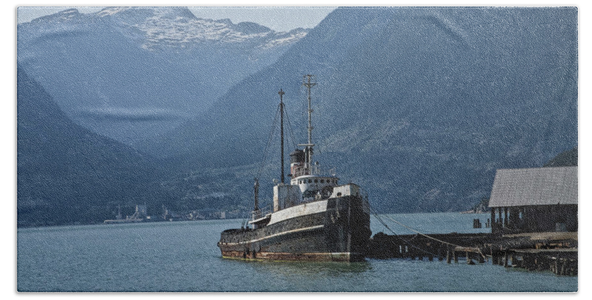 Art Hand Towel featuring the photograph Shipping Freighter in Squamish British Columbia No.0187 by Randall Nyhof