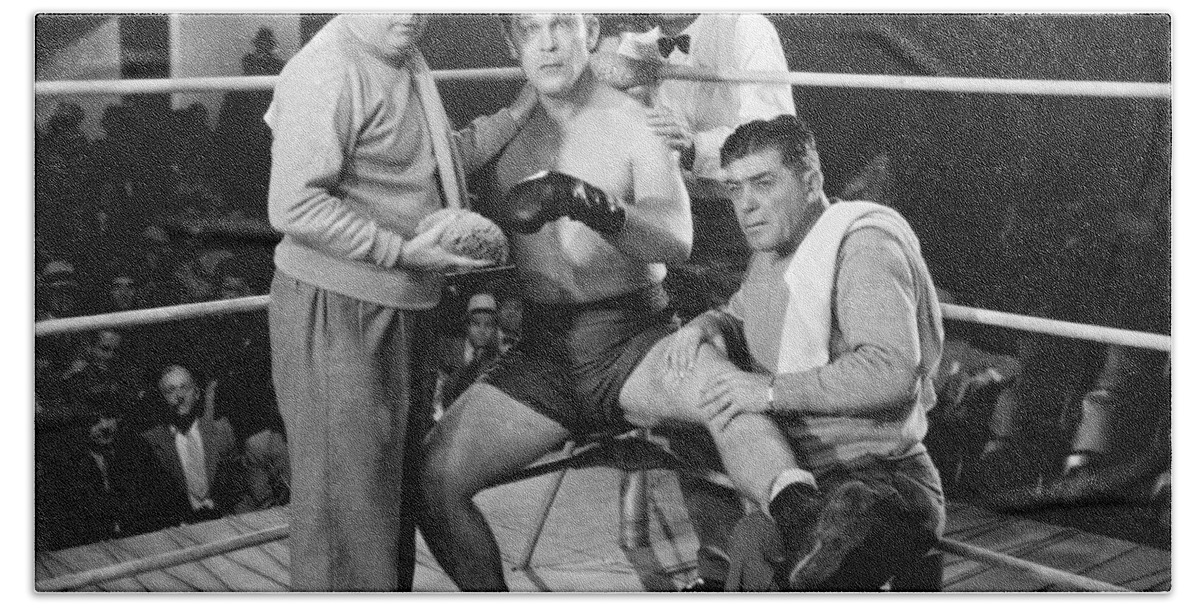 -sports- Bath Towel featuring the photograph Silent Film Still: Boxing by Granger