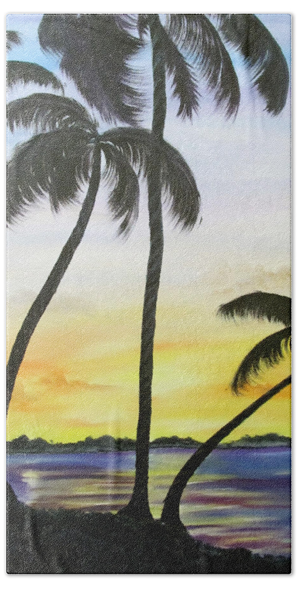 Beach Bath Towel featuring the painting Silhouette by Gloria E Barreto-Rodriguez