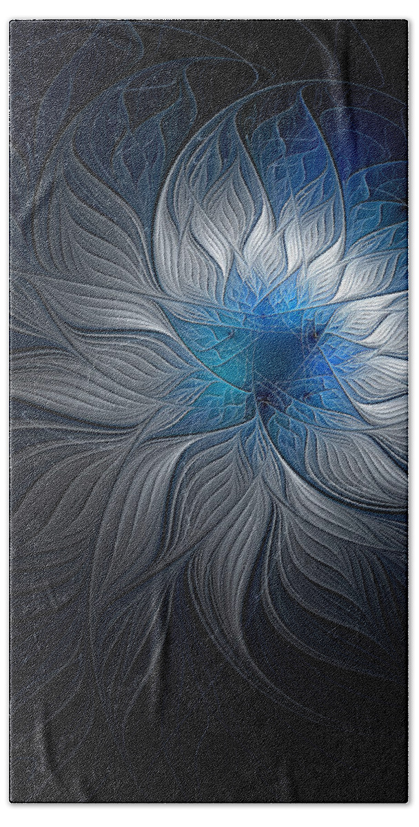 Digital Art Hand Towel featuring the digital art Silver and Blue by Amanda Moore