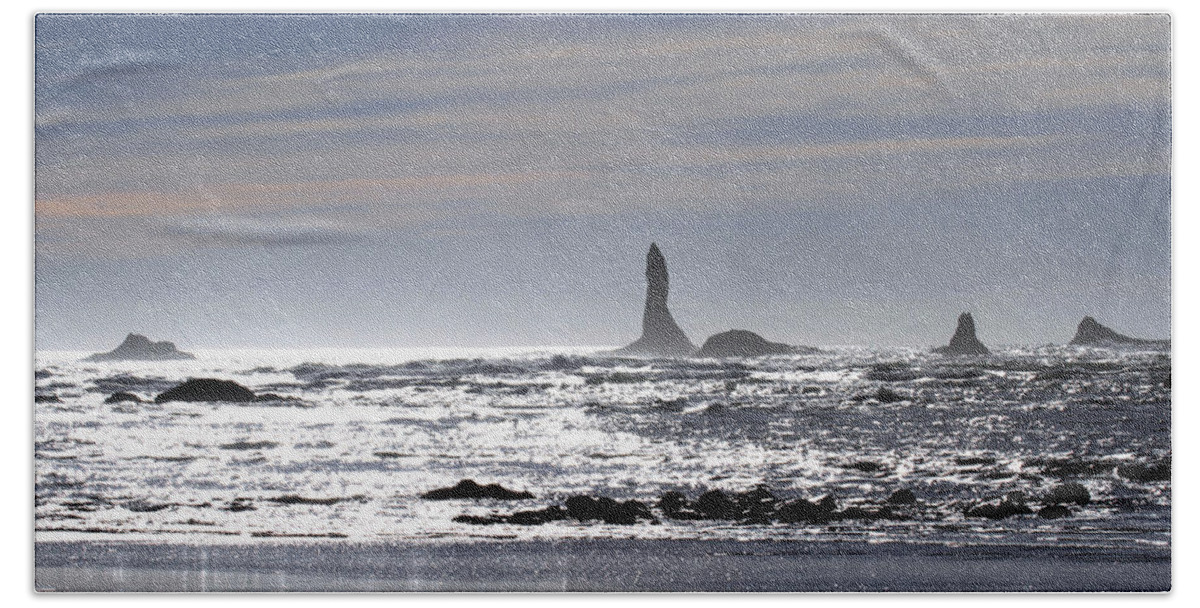 Sensational Seascape Bath Towel featuring the photograph Silvery Ocean at Second Beach by Marie Jamieson