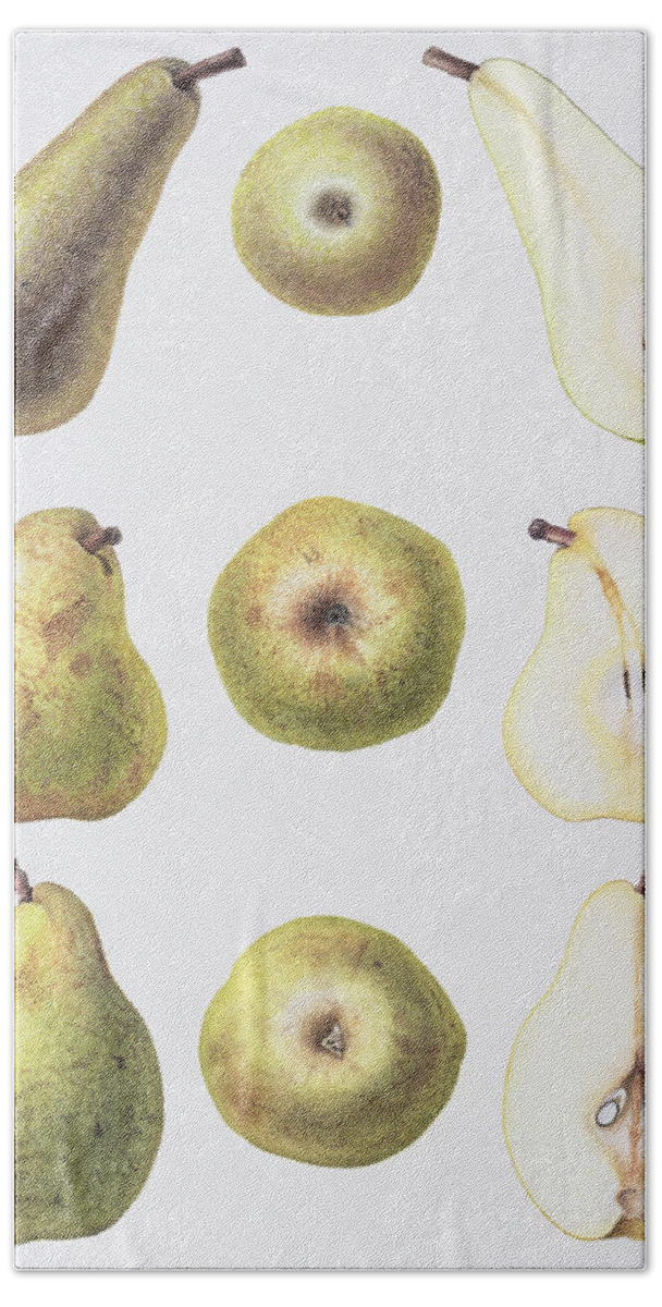 Pear Hand Towel featuring the painting Six Pears by Margaret Ann Eden