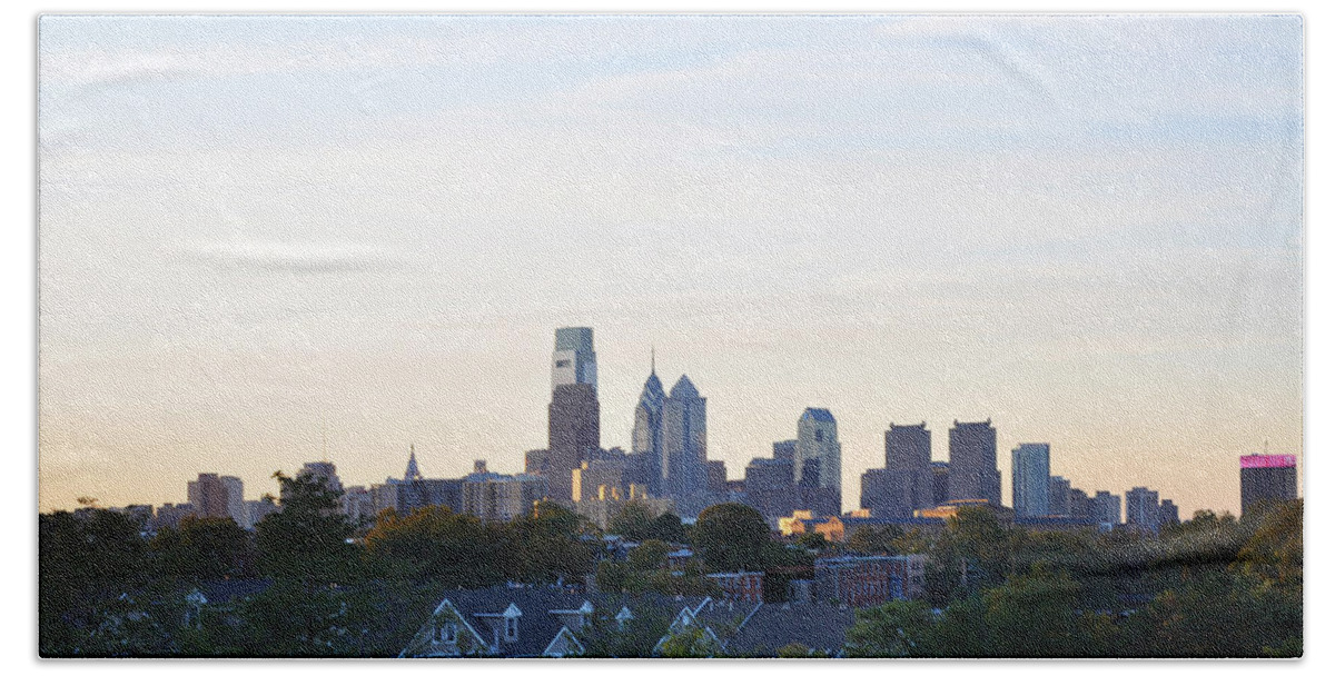 Skyline View Of Philadelphia Hand Towel featuring the photograph Skyline View of Philadelphia by Bill Cannon