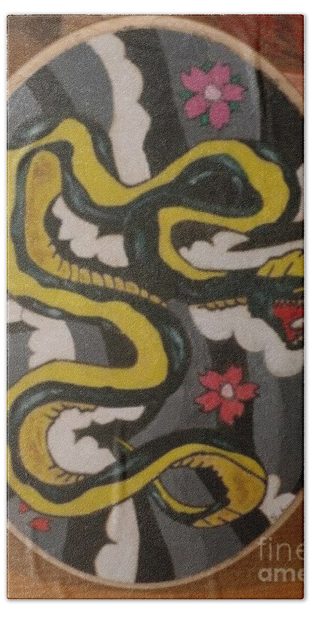 Snake Bath Towel featuring the painting Snake by Samantha Lusby