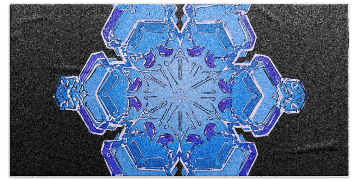 Science Bath Towel featuring the photograph Snowflake From A Resin Cast by Science Source