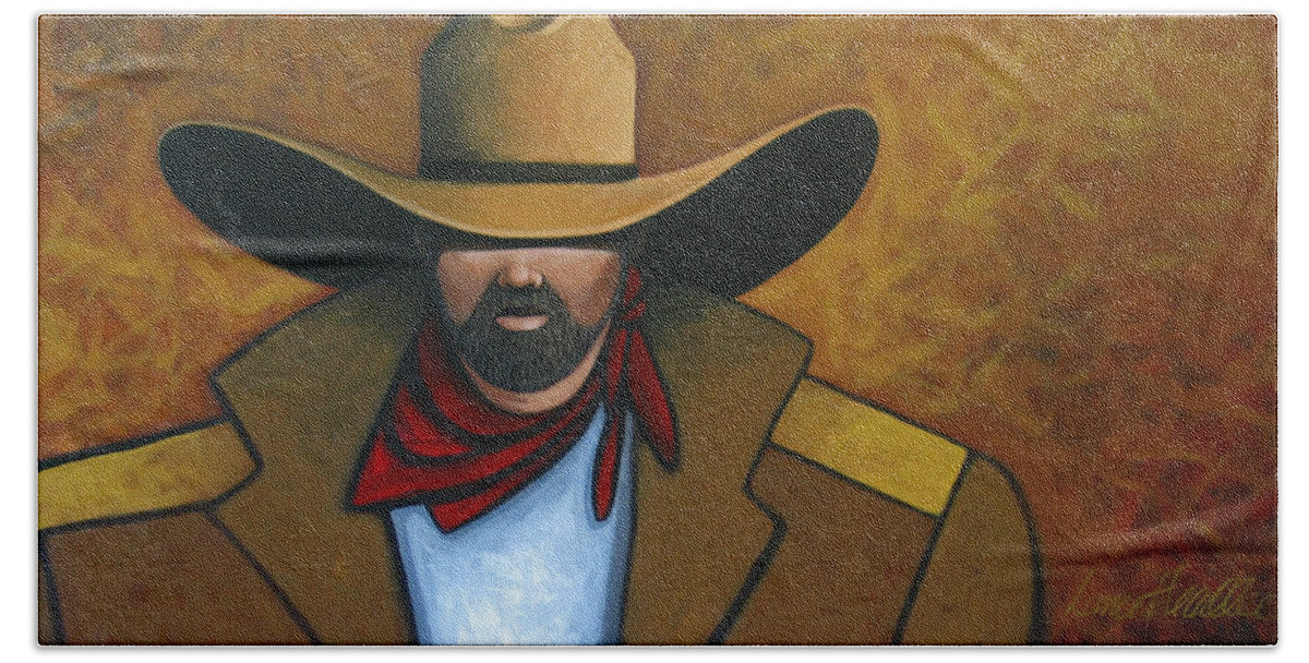 Contemporary Bath Towel featuring the painting Solo Cowboy by Lance Headlee
