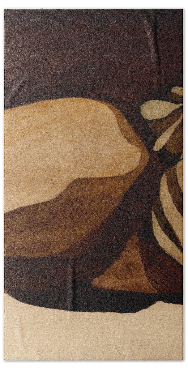 Fall Hand Towel featuring the mixed media Spaghetti and Acorns by Deb Stroh-Larson