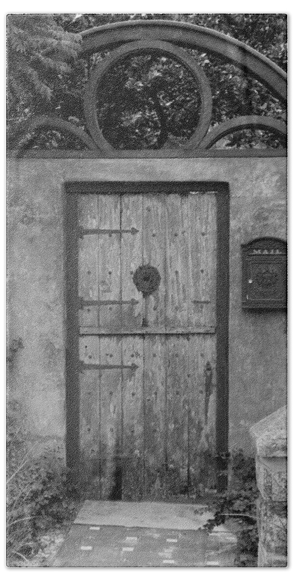 Door Hand Towel featuring the photograph Spanish Renaissance Courtyard Door by Judy Wanamaker
