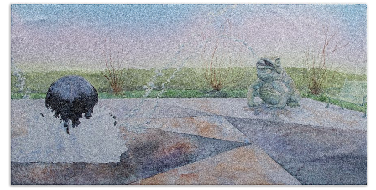 Fountain Hand Towel featuring the painting Spouting Off II by Celene Terry