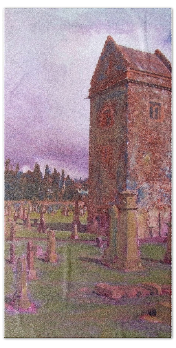 Church Tower Bath Towel featuring the painting St Andrew's Tower Peebles by Richard James Digance