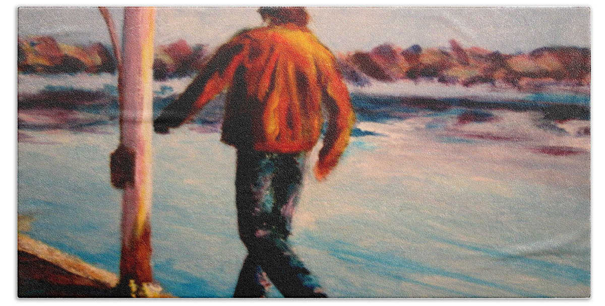 Man Hand Towel featuring the painting Stride by Jason Reinhardt