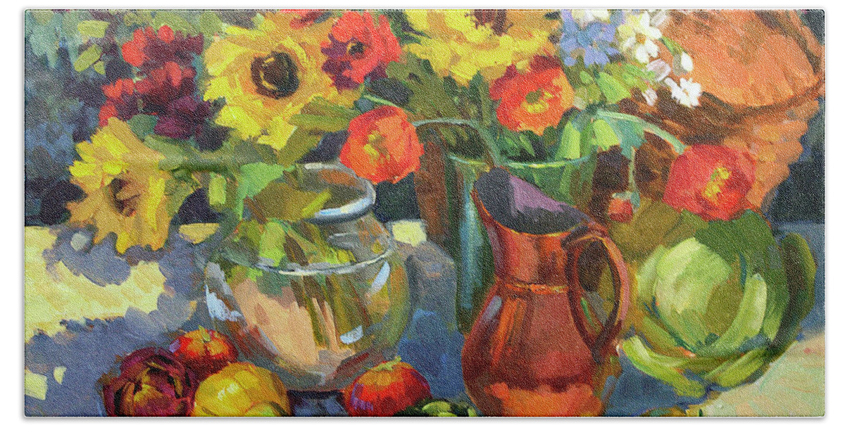 Summer Colors Hand Towel featuring the painting Summer Colors by Diane McClary
