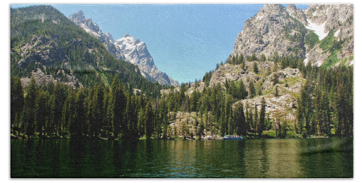 Jenny Lake Hand Towel featuring the photograph Summer Day at Jenny Lake by Dany Lison
