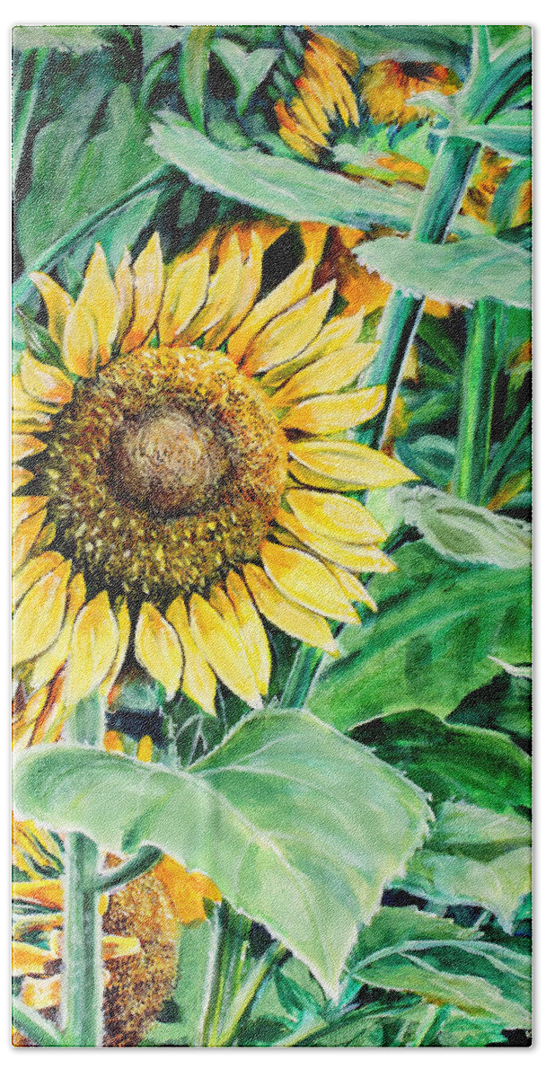 Landscape Bath Towel featuring the painting Sunflower by Karl Wagner