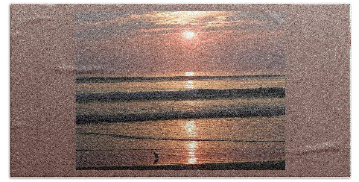 Sunrise Bath Towel featuring the photograph Sunrise Over Carova by Kim Galluzzo
