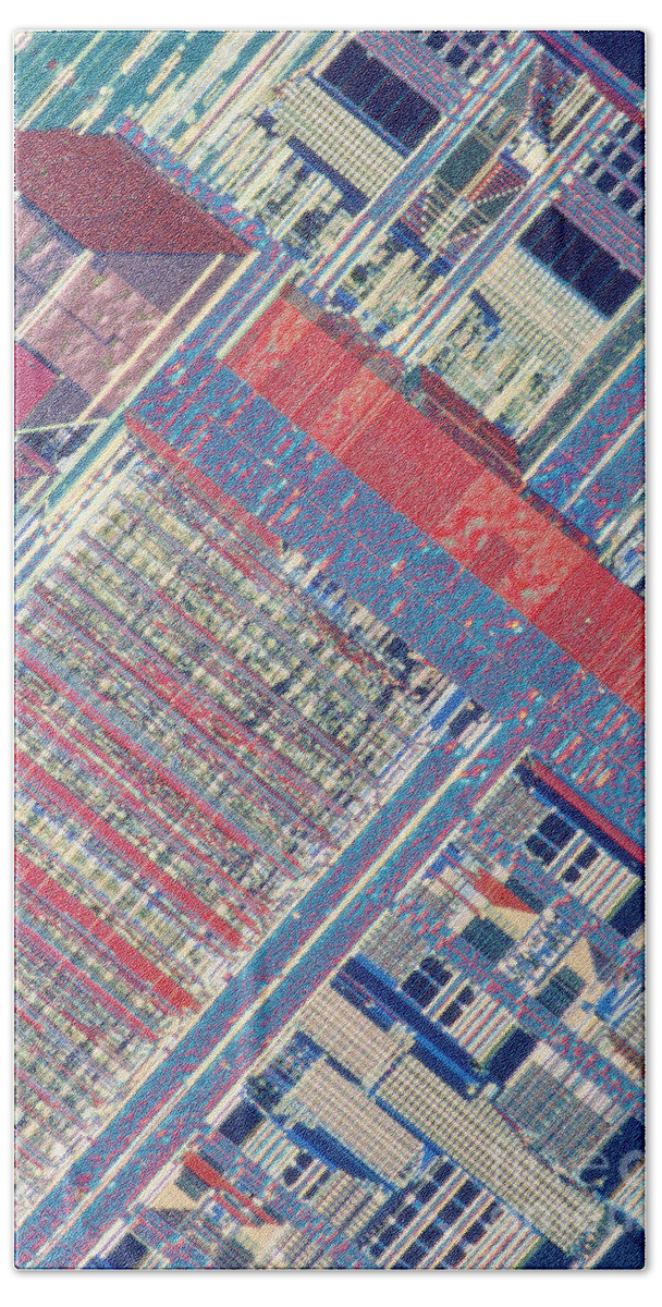 Microprocessor Bath Towel featuring the photograph Surface Of Integrated Chip by Michael W. Davidson