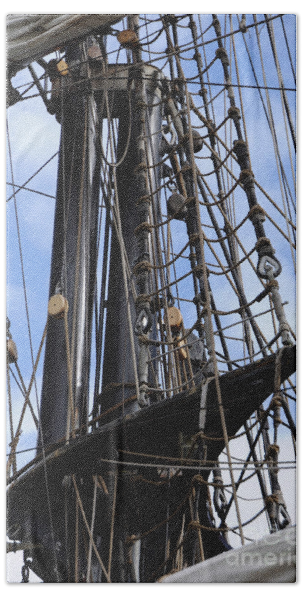 Mast Bath Towel featuring the photograph Tall Ship Mast by Ronald Grogan