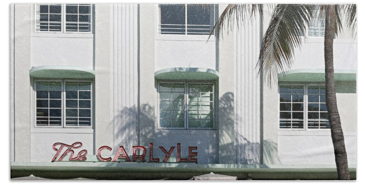 Art Deco District Miami Beach Bath Towel featuring the photograph The Carlyle Hotel 2. Miami. FL. USA by Juan Carlos Ferro Duque