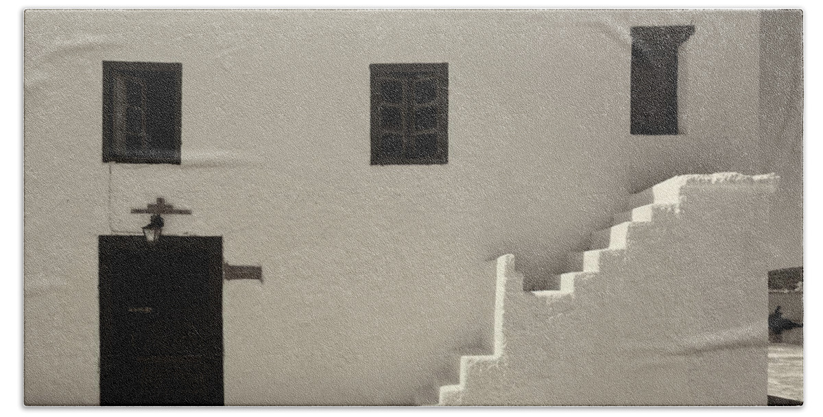 Jouko Lehto Hand Towel featuring the photograph The Door of The Chappel bw by Jouko Lehto