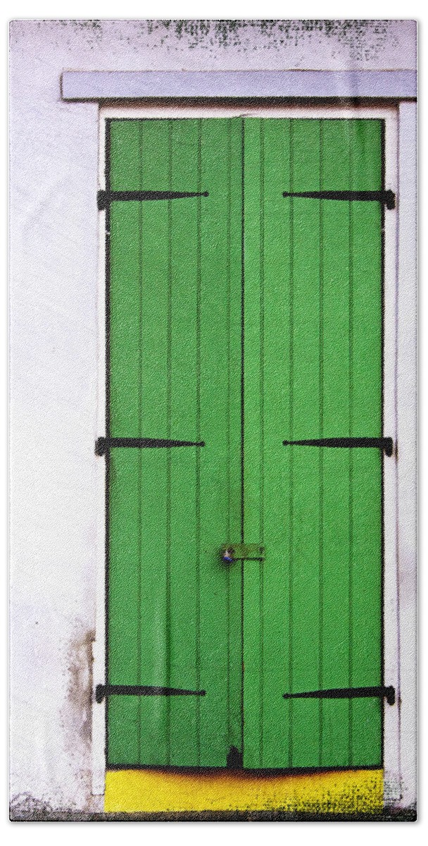 Door Hand Towel featuring the photograph The Green Door by Jarrod Erbe