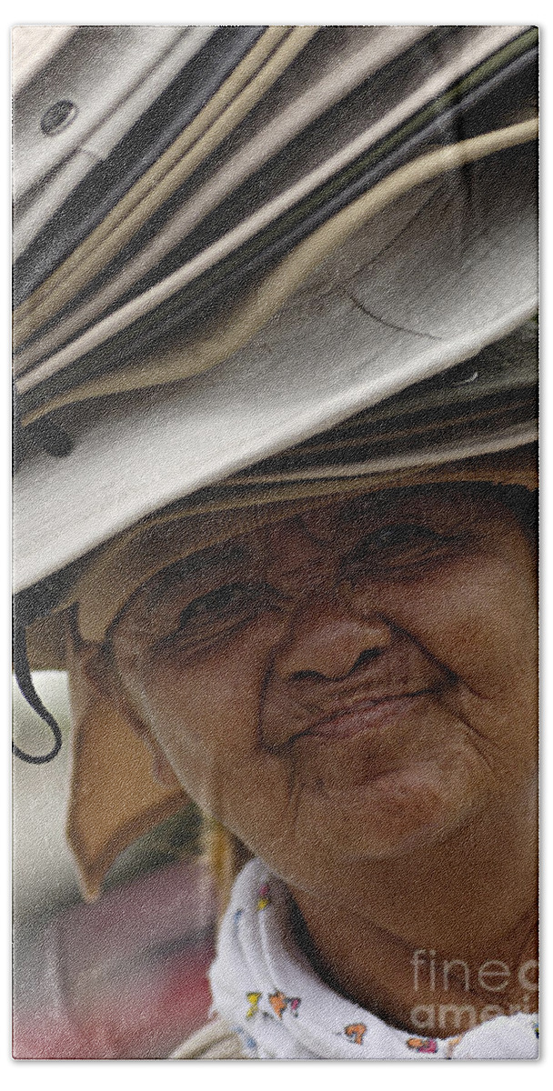 Hats Hand Towel featuring the photograph The Hat Lady Costa Rica by Bob Christopher