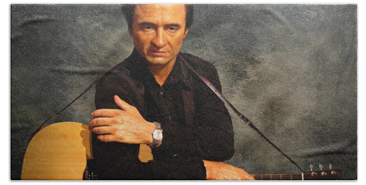 Johnny Cash Bath Towel featuring the photograph The Man in Black by David Dehner